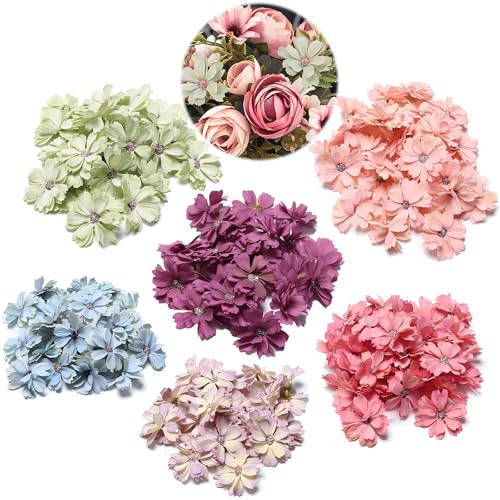 Gloryit 60 Stück Blumen Zum Basteln,Künstliche Blumen,Blumen Deko Bunt Künstliche Blumenköpfe,kunstblumen Zum Basteln,Mini Seidenblumen Dekoblüten for DIY Basteln Scrapbooking