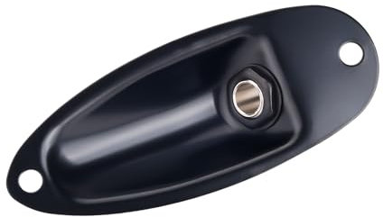 Banworks Plaque de sortie jack en métal 6,35 mm (1/4 pouce) Prise d'entrée de style bateau chargée pour pièces de guitare électrique Stratocaster Strat ST Accessoires JT/CK-03 Noir