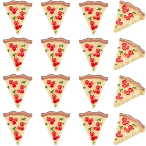 SUNNYCLUE 40Pcs Triangle Pizza Food Charms, Flatback Mini Resin Cabochons for Nail Art, Hair Clips, Phone Case, Scrapbooking, DIY Crafts