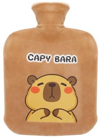 Wärmflasche Mit Bezug 2L, Verdickte Plüsch Flauschige Capybara Tier für Kinder, Sicher Explosionsgeschützt Auslaufsicher, Zur Reinigung Abnehmbar, Hot Water Bottle Geschenke