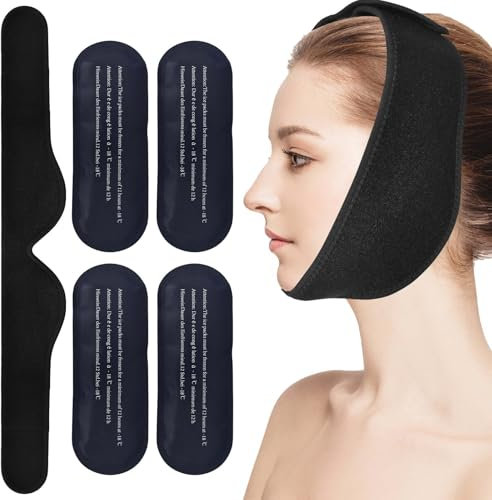 Kühlpads Weisheitszähne (4x),Kühlbandage + Weisheitszahn Kühlkompresse, Freihändig Weich Kühlpacks,Extra Weich,Starke Kühlung,Mit Weichem Stoff,Schwarz