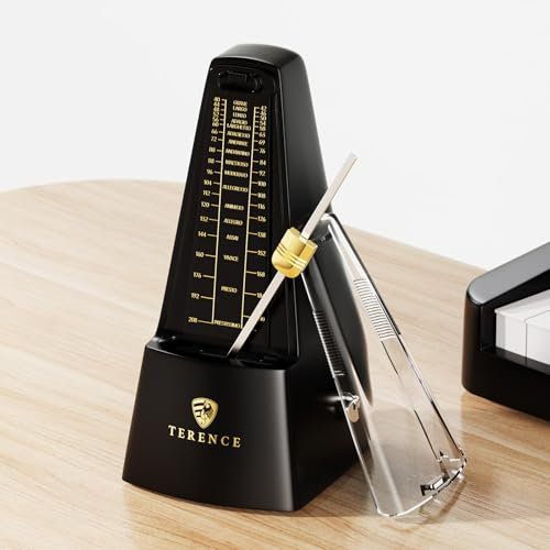 TERENCE Mechanisches Metronom Hochpräzises Metronom Lauter Ton, Geeignet für Klavier Violine Keyboard Bass Gitarre Guzheng Trommel Qinge Geeignet für Erwachsene, Kinder, Anfänger, Profi, Schwarz