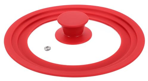 sourcing map 1Pcs Universal Lid for Pot Fit 6.5, 7, 8 Inch Diameter Cookware, Replacement Pan Lids with Heat Resistant Silicone Rim, Steam Vent Pan Lid for Pots, Frying Pans, Skillets, Red