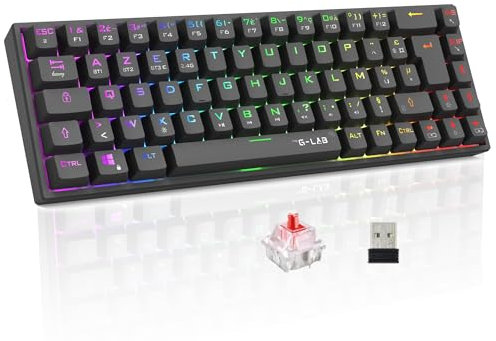 The G-Lab - Keyz Titanium WL - Tastiera Gaming Wireless 65% AZERTY - Tastiera Mecanica Switch Rosso, RGB 100% Personalizzabile, Macro programmabili - Wireless PC, PS4, PS5, Xbox - Nero