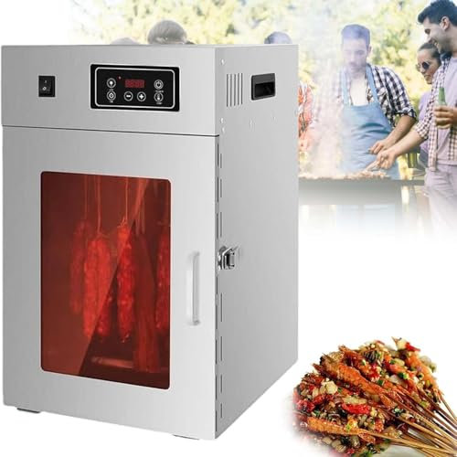 Rotary Automatic Meat Dryer Stainless Steel Biltong Box Food Dehydrator and Drying Cabinet, Commercial Large Food Dehydrator Industrial Grade Dryer 30-90℃ Adjustment for Jerky, Beef,15KG