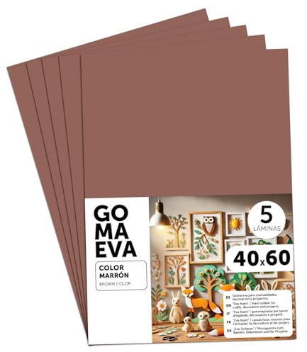 m-office Moosgummi Platten 40x60cm, Bunte EVA Foam Bastelplatten für Kinder, DIY, Schule, Deko & Kunstprojekte – Ideal als Bastelpapier, Moosgummi mit und ohne Glitzer (Braun, 5 uds)