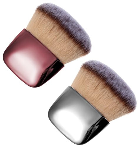 2pcs Flacher Bräunungspinsel Flacher Körper-Make-up-Pinsel Selbstbräuner Pinsel Kabuki Brush Mit Weichen Borsten (Silber)