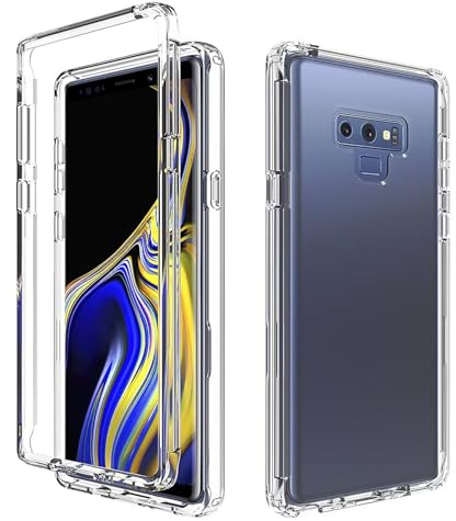 YXINDAFU Funda para Samsung Galaxy Note 9,360 Grados Full Body Antigolpes Case con Protector de Pantalla Integrado Silicona TPU y PC Duro 2 en 1 Antiarañazos Carcasa para Samsung Note 9,Transparente