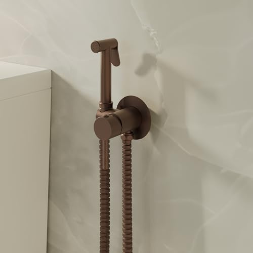 Luca Round Concealed Thermostatic Douche Kit, Muslim Shower Spray, Temperature Control, Wall-Mounted - Brushed Bronze