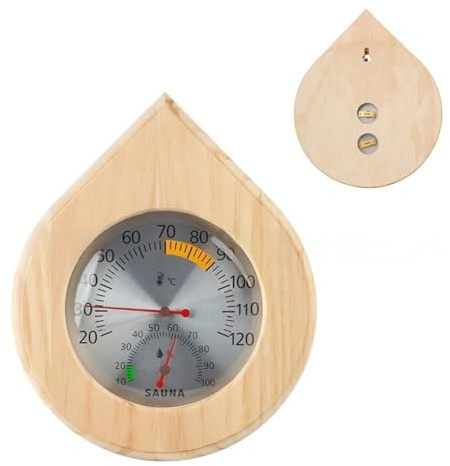 FACAIIO Hygrothermographe de sauna en bois et cuivre avec haute précision pour la température et l'humidité pour la surveillance