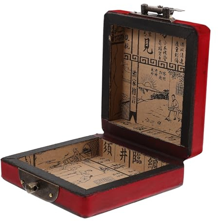 MAGICLULU Style Chinois Boîte à Bijoux Ancienne, Rouge en Bois et Fer | Vitrine à Bijoux, Rangement en Bois Robuste, Boîte à Souvenirs Couvercle pour Lettres et Boucles D'oreilles