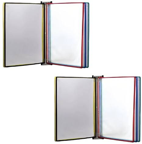 Aosyax Lot de 2 Porte-documents Muraux, Organiseurs Muraux Suspendus pour Rangement de Documents A4, 5 Panneaux d'Affichage Transparents par Unité (Soit 10 Panneaux au Total), Multicolore