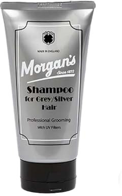 Morgan's Pomade Shampoo für graues und silbernes Haar, Angereichert mit Jojobaöl, Hellt das Haar auf und neutralisiert Gelbtöne, mit UV-Filtern 150ml