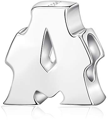 Alphabet-Anhänger, Anfangsbuchstabe, A-Z, aus 925er-Sterlingsilber, silberne Perlen, passend für Pandora-Anhängerarmbänder Letter A