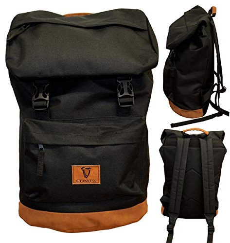 Schwarzer Guinness-Rucksack mit braunem Wildlederboden