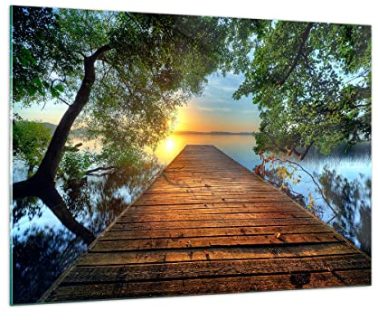 ARTTOR Bilder auf Glas 100x70cm Glasbild Brücke See Groß Wanddeko Bild im Glas Schlafzimmer Küche Deko Wandbilder Dekoration Wohnzimmer Modern Wall Decor Glasdruck Wand Kunstdruck Art GAA100x70-3528