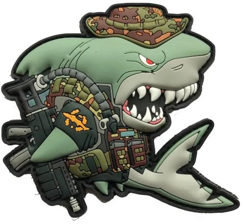 Patchlab Marine Bundeswehr Kampfschwimmer Minentaucher x SharkProject Hai Rettung Morale Patch mit Hakenklett 10 cm