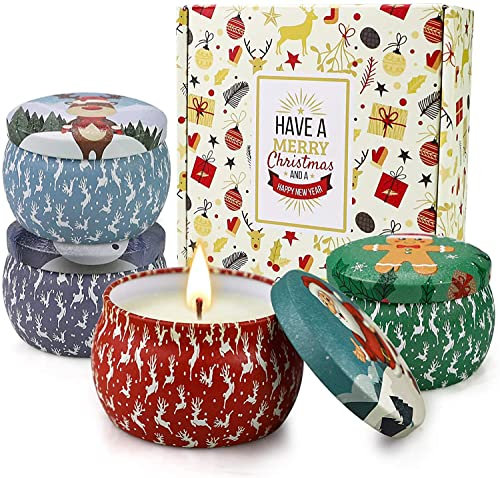 Yinuo Mirror Regali Natale, Candele Profumate Regalo, Set Candele Profumate 4x4,4 Oz, per Anniversario Natale San Valentino Festa della Mamma Decorazione