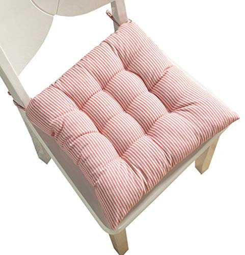 COMVIP Coussin de Chaise Imprimé Doux Classe Bureau Galette de Chaise 40x40cm Carré-Rayures Rose