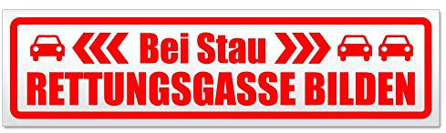 Kiwistar - Autoaufkleber - bei Stau Rettungsgasse bilden - Hinweis Aufkleber Sticker für Auto, Kfz, Fahrrad, PKW, LKW