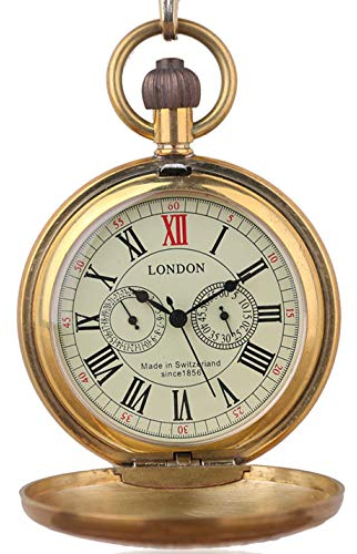 Vintage Kupfer Zug London Design Handaufzug Mechanische Taschenuhr Herren Uhren, Kupfer, Mechanisch