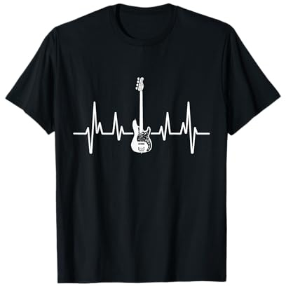 Rock Band Musik Bassist Geschenk Herzschlag Bass Gitarre T-Shirt