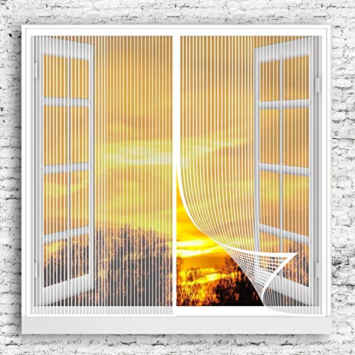 GOUER Zanzariera Magnetica Finestra 95x145cm Traspirante Aria Fresca Magica Tenda a Rete Anti Zanzare Insetti per Porte Finestre Balcone Soggiorno, Bianco