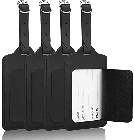 flintronic 4PCS Étiquettes d'identification, Étiquettes de Bagage, pour Prévenir la Perte des Sacs et Valises - Noir