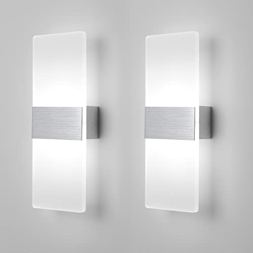 FUPE Wandleuchte innen 6500K,Silber,1020Lumen LED Wandleuchte innen up and down Flurlampe Wand Belechtung Wandlampe für Schlafzimmer Korridor Wohnzimmer Treppen etc warmes weißes Licht