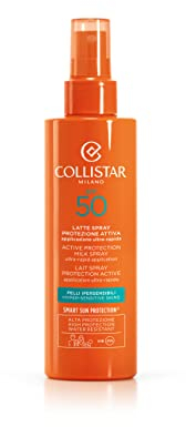 Collistar aktive Spray-Sonnenschutzmilch für hypersensible Haut, LSF 50, ideal für empfindliche/reaktive Haut, für Gesicht und Hals, wasserfest, 200 ml
