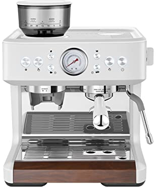 AVLUZ Espresso Machine Semi-Automatic Coffee Maker, Milk Frother Grind Integrated Machine with Double Boiler, Automatic Cleaning