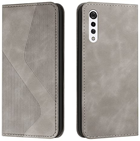 Mo-Somnus Kompatibel mit LG Velvet/G9/G900 Hülle, Magnet PU Leder Flip Wallet Case Tasche Handyhülle, Stoßfeste Schutzhülle LG Velvet/G9/G900 Brieftasche Klapphülle mit [Kartenfächer] (Grau)