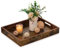 Hanobe Rectangular Decorative Wooden Tray: Rustic Brown Rectangle Trays Decor with Cutout Handles for Coffee Table Ottoman Living Room Kitchen Home Decor, Large