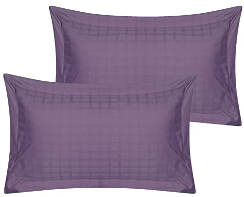 Roseley 100% Cotton Bed Set 400TC Natural Breathable Checked Duvet Cover Pillowcases Home Hotel Bedding Hypoallergenic [Oxford Pillowcases (2pc), Lilac]