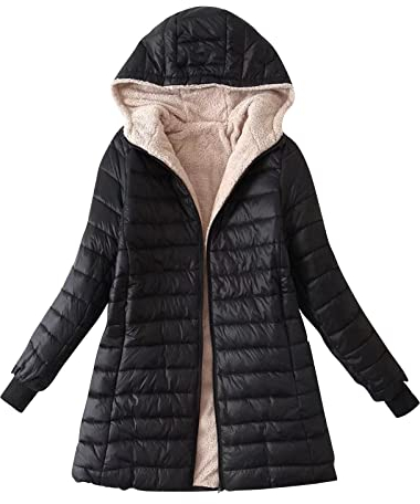 Daunenjacke Damen Winter Fleecejacke Damen Warm Steppjacke Damen Lang Regenjacke Damen Wasserdicht Atmungsaktiv Jacke Damen Herbst Teddyfleece Jacke Damen Skijacke Fleecejacke