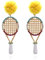 Tennisschläger Ohrringe für Damen, Tennisschläger für Mädchen, 3D-Tennis-Ohrringe, hypoallergen, niedliche Ohrringe mit Haarball, NO, Nein, Nein