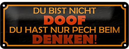 FEMER Blechschild Spruch 27x10cm du bist Nicht doof du nur Pech Dekoration