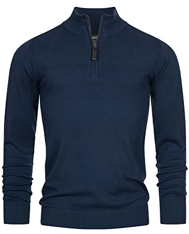 Indicode Herren Gore Strickpullover aus 80% Baumwolle mit Stehkragen | Klassischer Herrenpullover für Business und Freizeit, Strickpulli, Troyer, Freizeitpullover, Basic Pullover für Männer