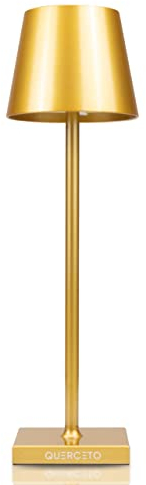 Querceto LED-Tischlampe - Schutzart IP54 - Verwendung im Innen und Außenbereich - Aufladbar Tischleuchte mit Kabelloser Batterie - Steuerung der Lichtleistung - Touchpanel - 11x11x38cm Gold
