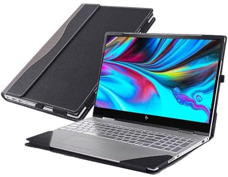WODBAO Laptop Case for HP Envy X360 15-ED/15-EE, 15.6 and Asus VivoBook 15 F512 (X512 / K512 / S512 / A512) 15 Laptop, PU Leather Case Cover for HP Envy 15-ee/15-ep (Dark Gray)