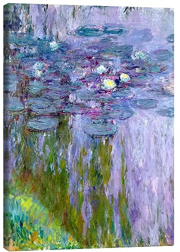 Posterlounge Ninfee III Stampa su tela | 30 x 40 cm di Claude Monet Lilla Quadri Decorazione per pareti