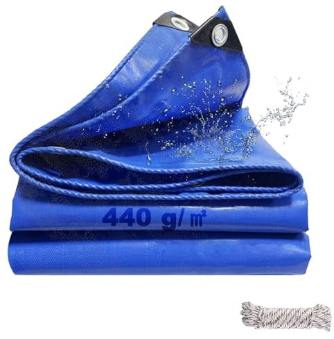SHANNA Bâche de Protection Exterieur avec Oeillets, 3x3m 440 g/m² PVC Bâche Voiture Piscine, Imperméable Résistante aux Déchirures UV Intempéries, Bâche Multi-Usage pour Meubles de Jardin, Bleu