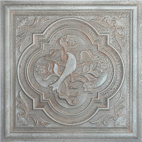 Glue on Ceiling Tiles,Waterproof Ceiling Tiles,24x24 PVC(10-Pack,40 sq.ft) for Cafe Pub Club PL39 Weathered Iron 10Piece