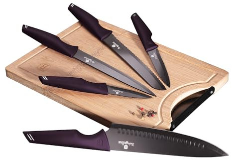 Berlingerhaus Set von Messern mit Nicht-Stick-Oberflächen + Schneidebrett 6 Stcs Purple Eclipse Collection BH-2832