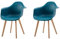 BenyLed Lot de 2 Chaise Salle à Manger, Fauteuils Scandinave de Chaise latérale Design Rétro avec Pieds en Bois de Hêtre (Bleu lac)