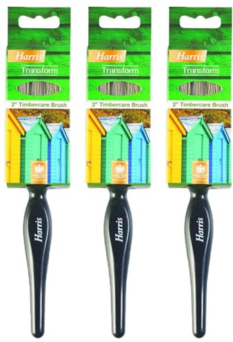 Harris Transform 2/50mm Timbercare Wood Paint Brush Outdoor Fence Garden Furniture Shed 1pk x 3 with Welari Thank You Card (3pack)