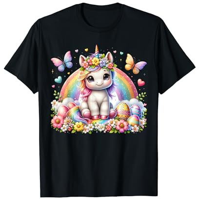 Einhorn Ostern Regenbogen Ostereier Oster Outfit süß T-Shirt