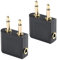 Adaptateur Jack 3,5 mm pour Casque D'écoute d'avion Plaqués Or, Audio Jack Adapter Converter de Médias en Vol, Double Jack Adaptateurs Airline Ecouteur Flight Headphone Adapter 2 Pièces