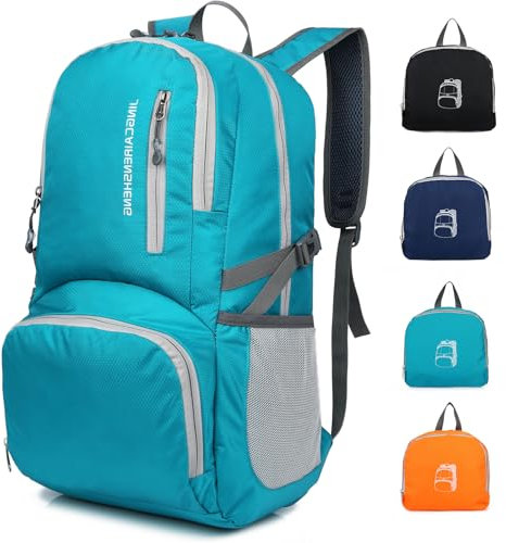 Outplea Zaino pieghevole ultraleggero impermeabile, compatto zaino pieghevole per donne e uomini, piccolo zaino da trekking per campeggio, viaggi, trekking pendolarismo, Foglia di t