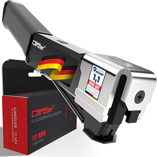 Canzler CHT-7 Hammertacker mit Klammern - schützender Prallplatte und Schnellladesystem - Schlagtacker inkl. 1000 Stück 10mm Klammern